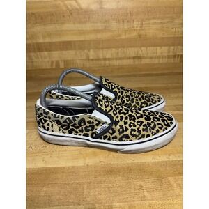 Vans Classic Slip-On Womens Size 8 Leopard Glitter Shoes Gold Black Animal Print